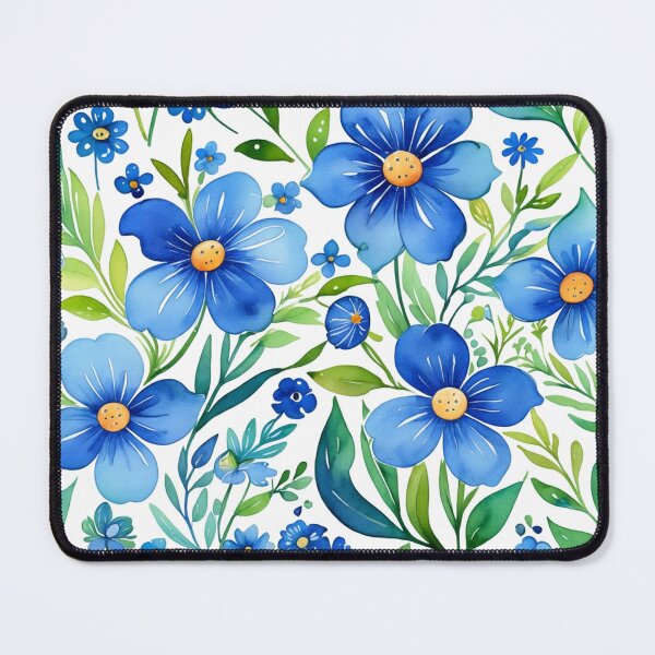 Item preview, Vibrant blue flowers and intricate foliage designed and sold by Giuseppe Cammino.