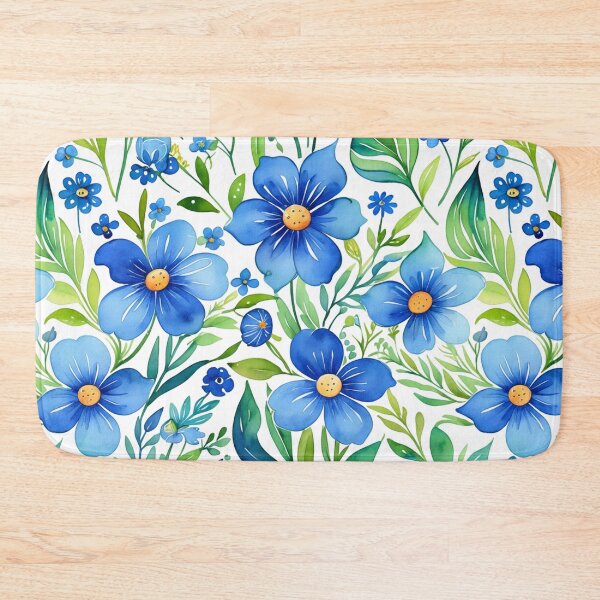 Item preview, Vibrant blue flowers and intricate foliage designed and sold by Giuseppe Cammino.