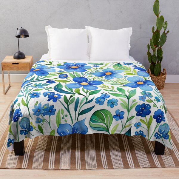 Item preview, Vibrant blue flowers and intricate foliage designed and sold by Giuseppe Cammino.