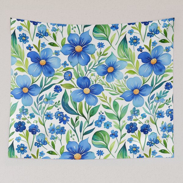 Item preview, Vibrant blue flowers and intricate foliage designed and sold by Giuseppe Cammino.