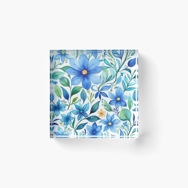 Item preview, Vibrant blue flowers and intricate foliage designed and sold by Giuseppe Cammino.