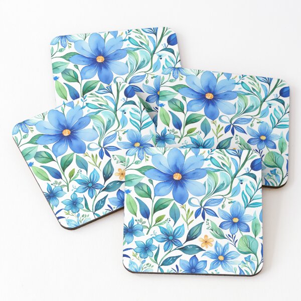 Item preview, Vibrant blue flowers and intricate foliage designed and sold by Giuseppe Cammino.