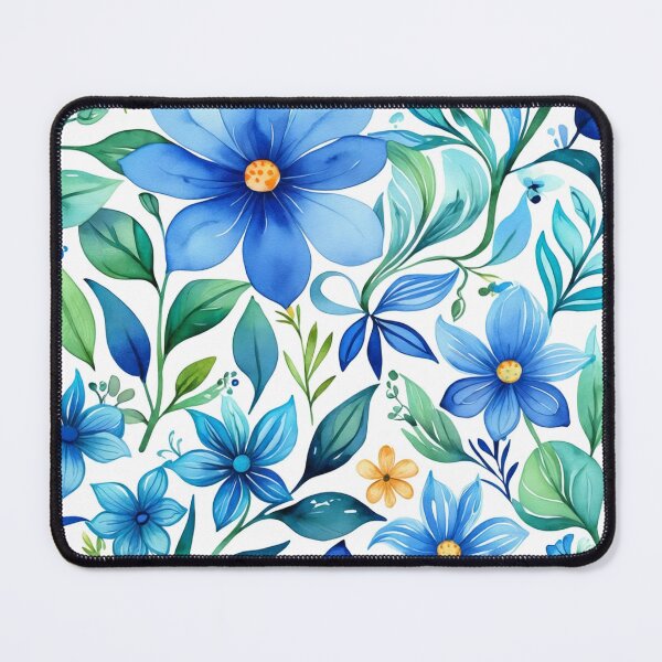 Item preview, Vibrant blue flowers and intricate foliage designed and sold by Giuseppe Cammino.