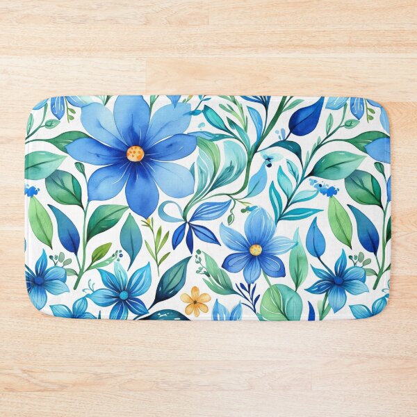 Item preview, Vibrant blue flowers and intricate foliage designed and sold by Giuseppe Cammino.