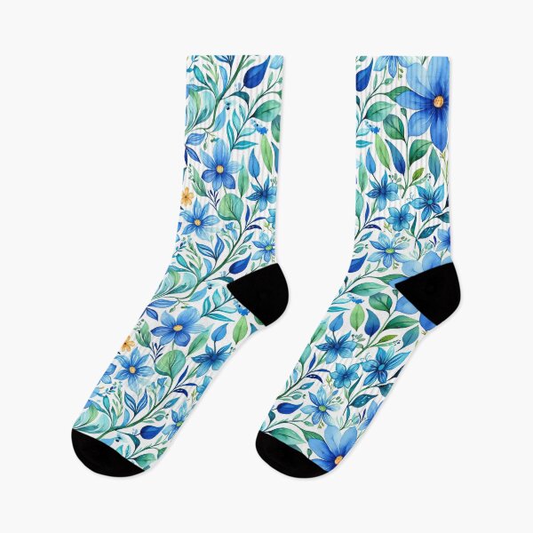 Item preview, Vibrant blue flowers and intricate foliage designed and sold by Giuseppe Cammino.