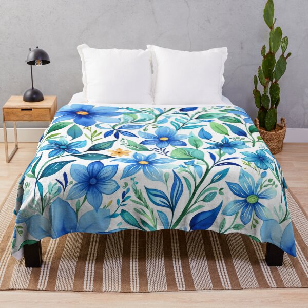 Item preview, Vibrant blue flowers and intricate foliage designed and sold by Giuseppe Cammino.