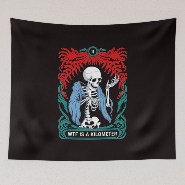 Item preview, WTF is a Kilometer, A Skeleton’s Existential Crisis, WTF, Skeleton, funnyfits70, Humor, Funny, retro, vintage, funny quotes, animal humor, designed and sold by FunnyFits70.