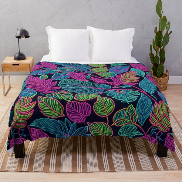 Item preview, Tropic leaves seamless pattern in neon colors designed and sold by Giuseppe Cammino.