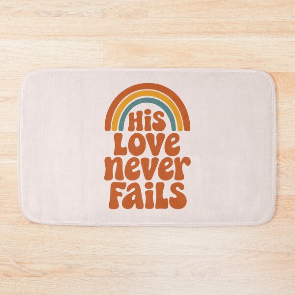 Item preview, His Love Never Fails Boho Rainbow Christian Bible Verse Typography designed and sold by  KnitLuv.