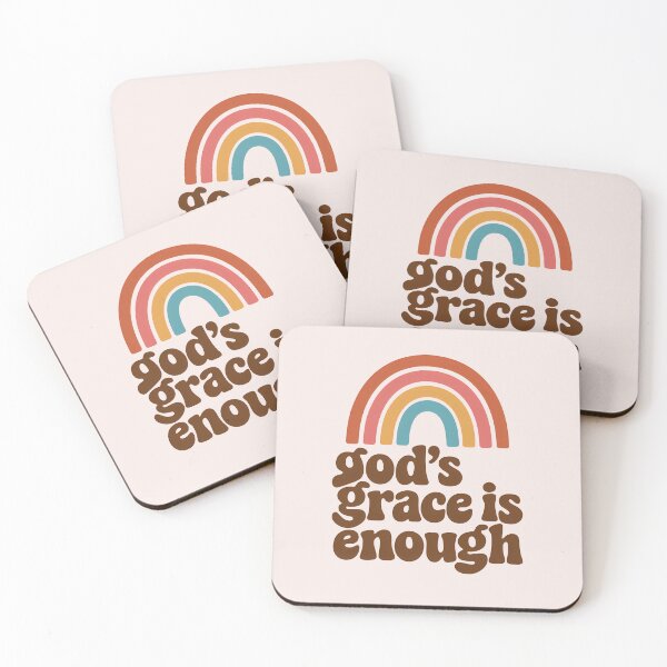 Item preview, God's Grace is Enough Boho Rainbow Christian Bible Verse Typography designed and sold by  KnitLuv.
