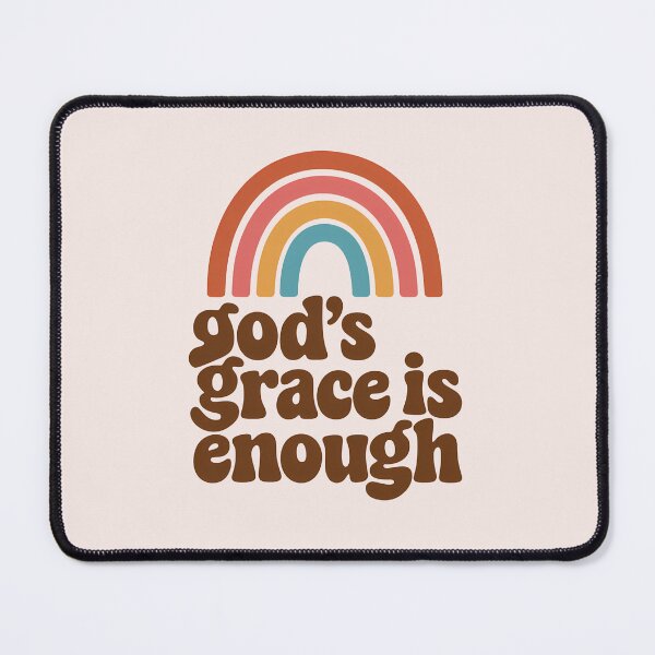 Item preview, God's Grace is Enough Boho Rainbow Christian Bible Verse Typography designed and sold by  KnitLuv.