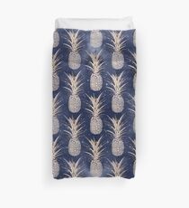 Modernes goldenes Ananas-Nebelfleckmuster Bettbezug