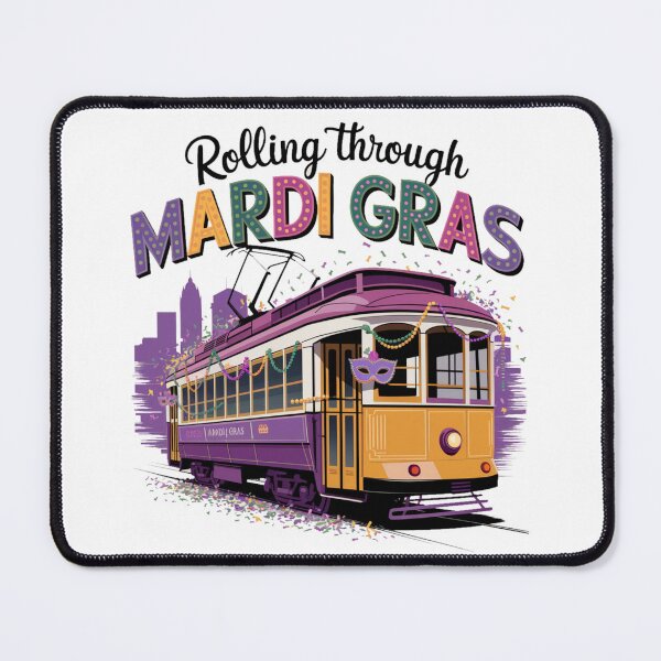 Item preview, Mardi gras New Orleans Louisiana - Rolling Through Mardi Gras Streetcar designed and sold by stickercuffs.