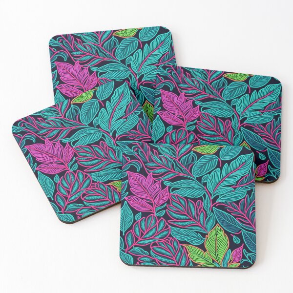 Item preview, Tropic leaves seamless pattern in neon colors designed and sold by Giuseppe Cammino.