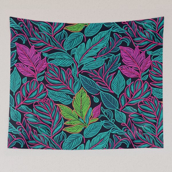 Item preview, Tropic leaves seamless pattern in neon colors designed and sold by Giuseppe Cammino.