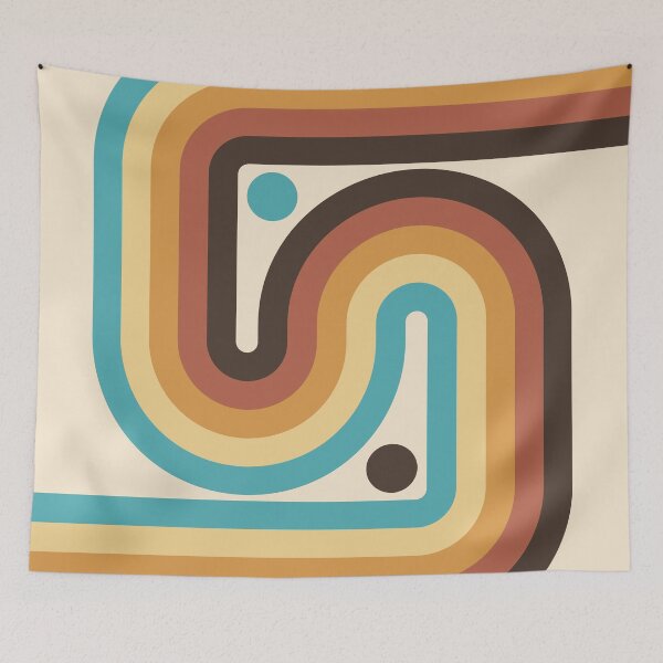 Item preview, Geometric Rainbow Midcentury Modern Pattern V in vintage earthy theme designed and sold by nineFlorals.