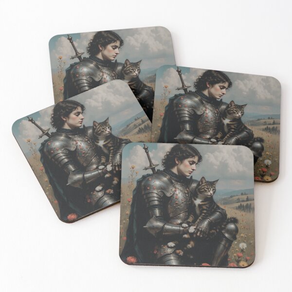 Item preview, Knight and Cat - A Fantastical and Artistic Illustration designed and sold by artiviohub.