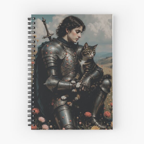 Item preview, Knight and Cat - A Fantastical and Artistic Illustration designed and sold by artiviohub.