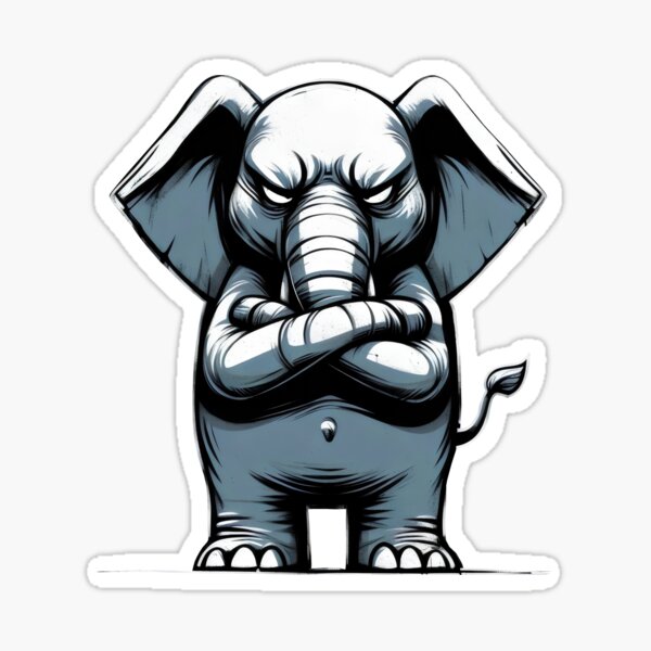 Aperçu de l'œuvre éléphant bras croisés pas content créée et vendue par CutOriginalArt.