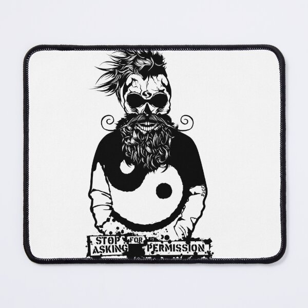 Item preview, hipster skull yin yang mustache jacket bearded stop asking for permission quote designed and sold by Achille3777.