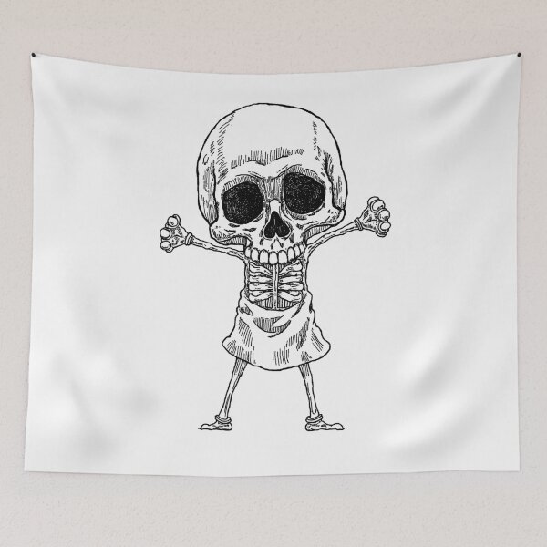 Item preview, Funny skeleton  japan manga anime comix style ink drawing designed and sold by VonKalt.