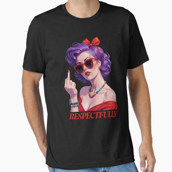 Artikel-Vorschau von Respektvoll, Vintage Frau, sarkastisch frech, lustiger Mittelfinger, Retro-Einstellung, Geschenk für Sie, designt und verkauft von NobelT.