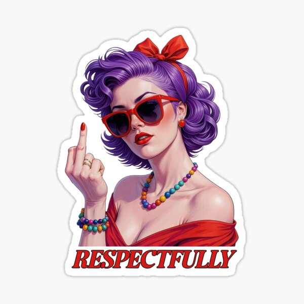 Artikel-Vorschau von Respektvoll, Vintage Frau, sarkastisch frech, lustiger Mittelfinger, Retro-Einstellung, Geschenk für Sie, designt und verkauft von NobelT.