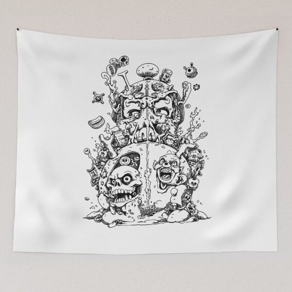 Item preview, Funny skull  japan manga anime comix style ink drawing designed and sold by VonKalt.