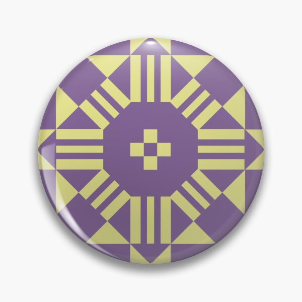 Artikelvorschau, Abstraktes geometrisches Sonnenblumen-Fliesenmuster, Lila und Gelb, Cheater-Quilt-Muster entworfen und verkauft von scome.