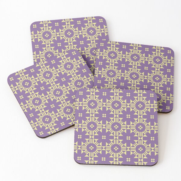 Item preview, Abstract Geometric Sunflower Tile Pattern, Purple and Yellow, Cheater Quilt Pattern designed and sold by scome.