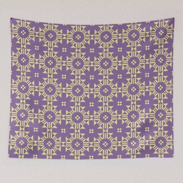 Item preview, Abstract Geometric Sunflower Tile Pattern, Purple and Yellow, Cheater Quilt Pattern designed and sold by scome.