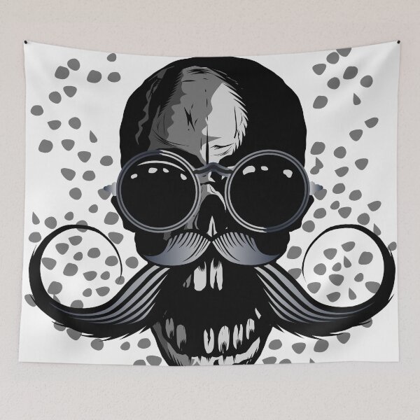 Item preview, skull mustache mustached skull round glasses hipster designed and sold by Achille3777.