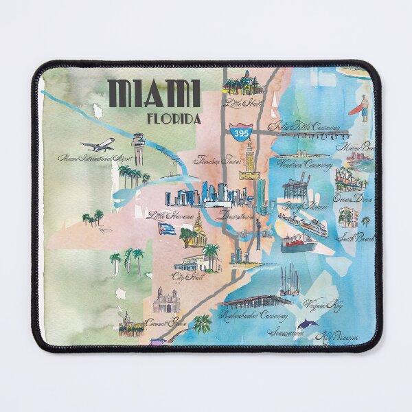 Item preview, Impresión artística retro de mapa vintage de Miami, Florida, con lugares turísticos destacados designed and sold by artshop77.