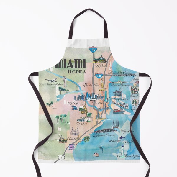 Item preview, Impresión artística retro de mapa vintage de Miami, Florida, con lugares turísticos destacados designed and sold by artshop77.