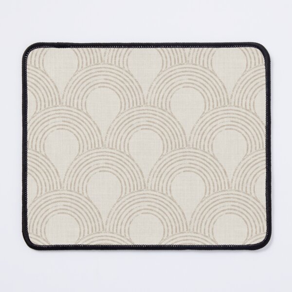 Artikelvorschau, Serene harmonious Japandi style geometric scallops linen textured 1 entworfen und verkauft von Designsbyluzia.