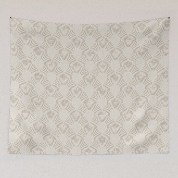 Item preview, Serene harmonious Japandi style geometric scallops linen textured 1 designed and sold by Designsbyluzia.