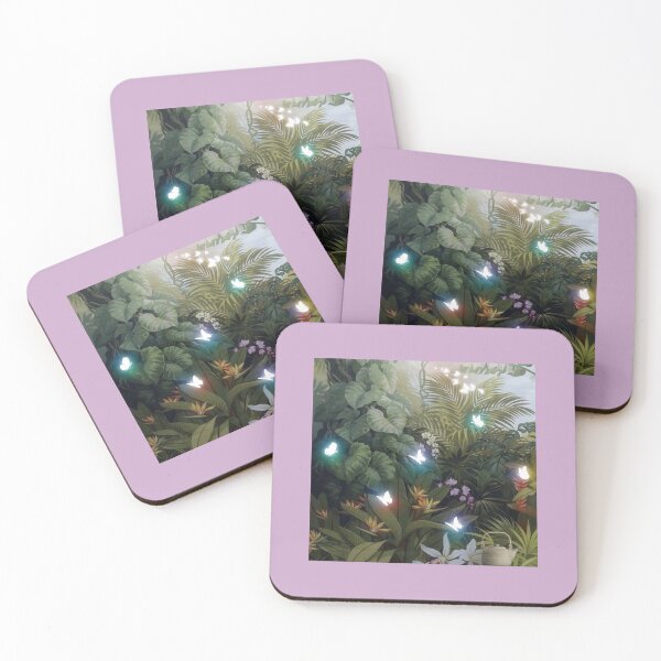 Item preview, A tropical forest full of big leaves and soft-colored wild flowers. designed and sold by Wantanadesign.
