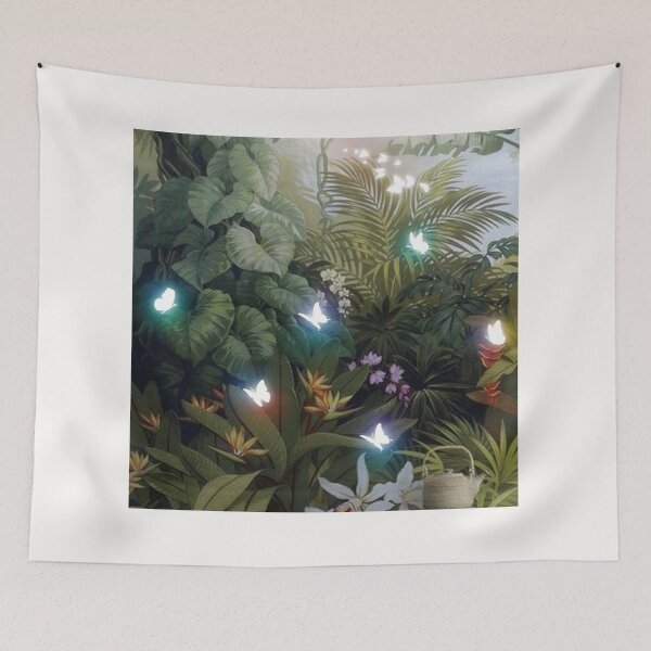 Item preview, A tropical forest full of big leaves and soft-colored wild flowers. designed and sold by Wantanadesign.