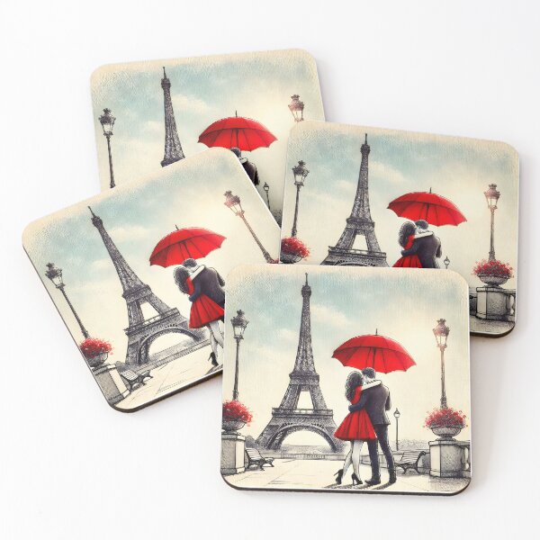Item preview, Enchanting Parisian Embrace Under Umbrella designed and sold by inkNext.