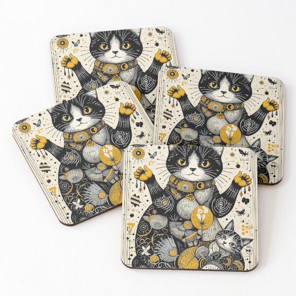 Item preview, Kawaii Black and Yellow Cat Retro Illustration Vintage Doodle Art designed and sold by Witty Shirts.