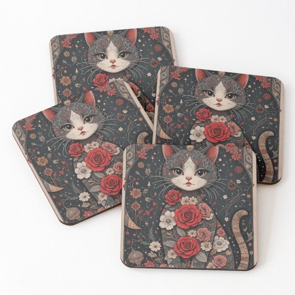Item preview, Kawaii Rose Cat Retro Illustration Vintage Doodle Art designed and sold by Witty Shirts.