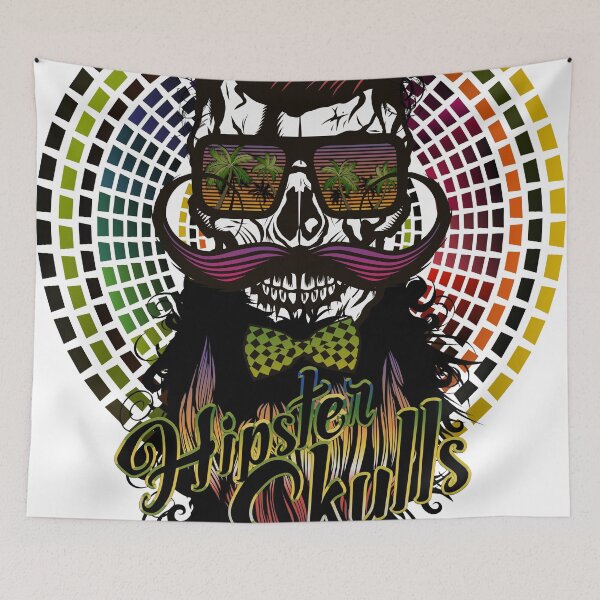 Item preview, hipster skull beard mustache mexican skull designed and sold by Achille3777.