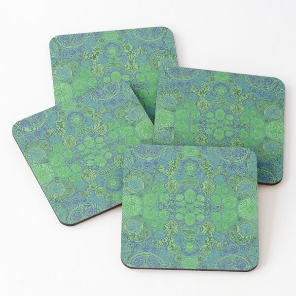 Item preview, Blue and green deep sea abstract pattern  designed and sold by n1ckeatsyarn.