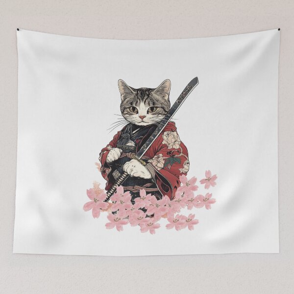 Item preview, Samurai cat, cute cat, cat with sword designed and sold by WHDProduction45.