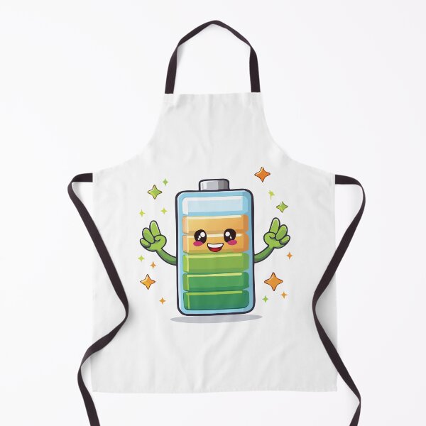 Item preview, A chibi-style battery icon with a happy face, fully charged. cartoon character T-shirt, Sticker designed and sold by Little KAIJU.