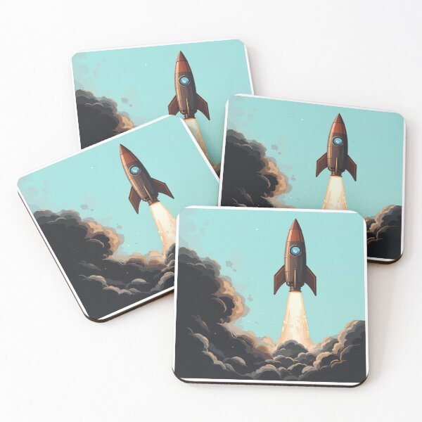 Item preview, Blue Futuristic Rocket Illustration Design Art Space Exploration designed and sold by ART ATTACK ZONE.