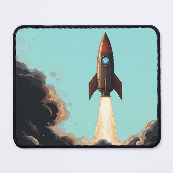 Item preview, Blue Futuristic Rocket Illustration Design Art Space Exploration designed and sold by ART ATTACK ZONE.