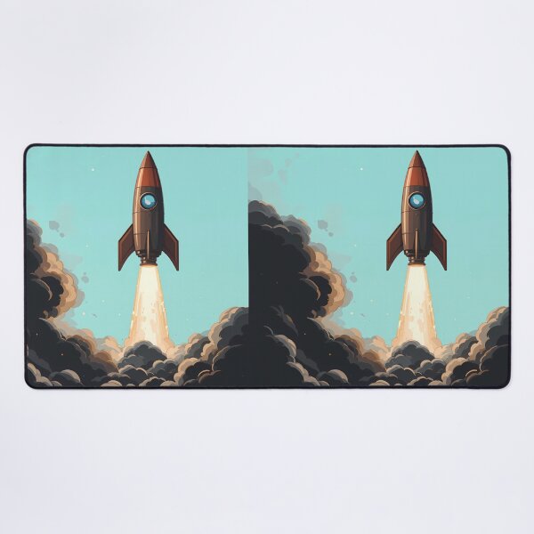 Item preview, Blue Futuristic Rocket Illustration Design Art Space Exploration designed and sold by ART ATTACK ZONE.