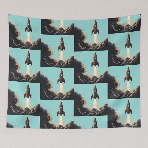 Item preview, Blue Futuristic Rocket Illustration Design Art Space Exploration designed and sold by ART ATTACK ZONE.