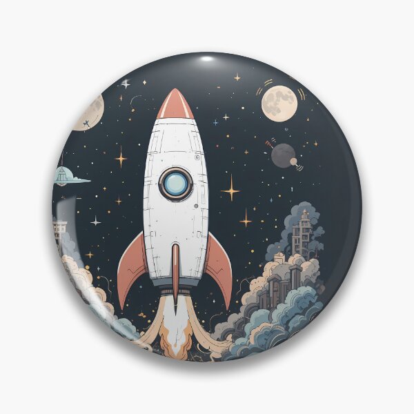 Item preview, Moon Futuristic Rocket Illustration Design Art Space Exploration designed and sold by ART ATTACK ZONE.